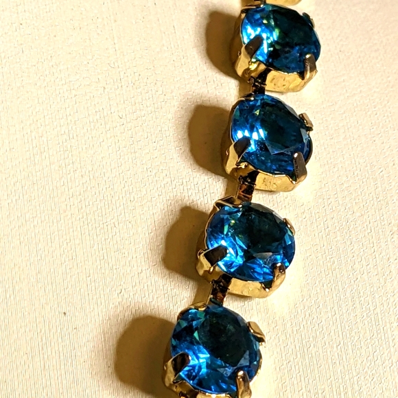 Lab-created Swiss Blue Topaz 2 Carat Necklace & Earrings in 14K Gold Plated - Picture 5 of 8